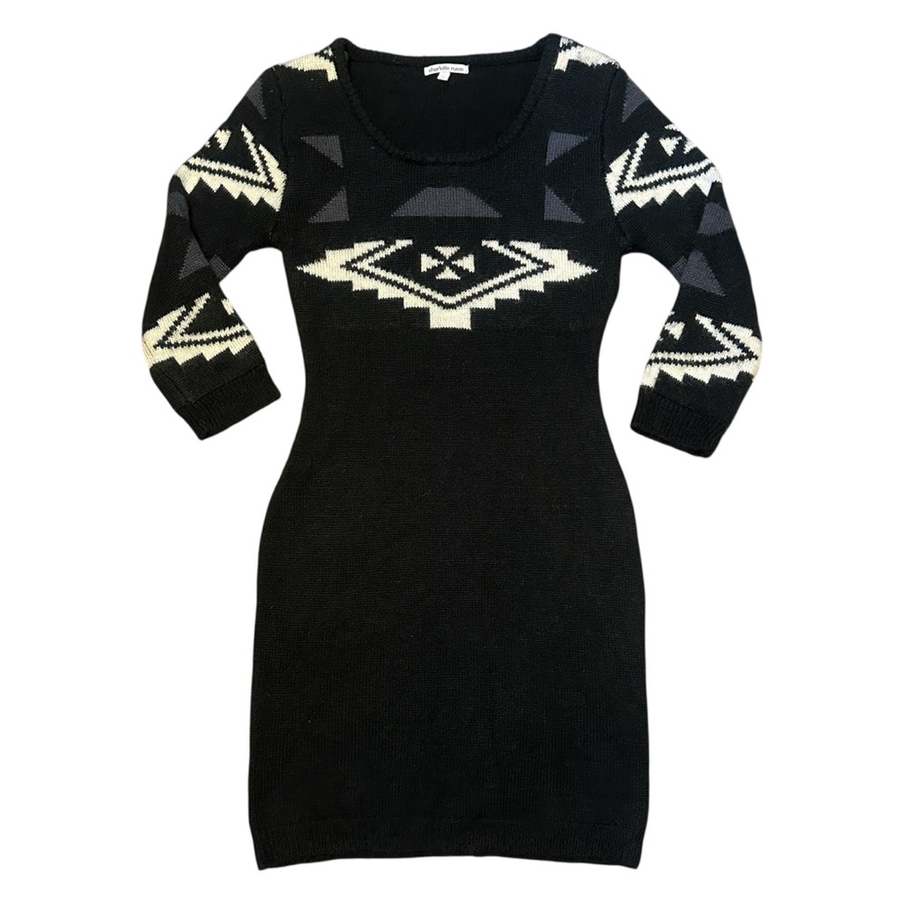 Charlotte Russe Black Aztec Sweater Dress Small Bodycon Knit Tribal Boho Western